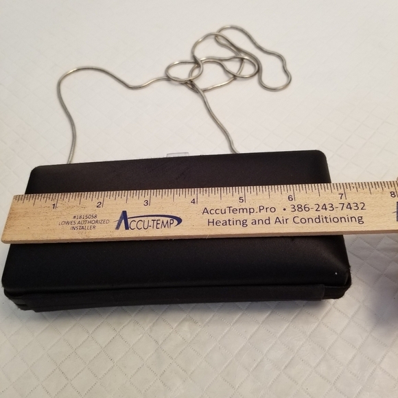 Chic Black Clutch with Silver Chain Bechamel Black Clutch Hard Case 7 X 3 X 2 - Picture 8 of 9